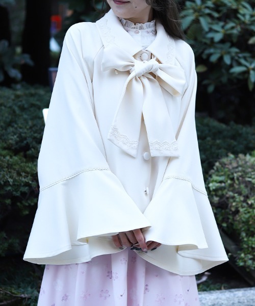 axes femme(アクシーズファム)の「レース使いベルスリーブコート(ダッフルコート・レディース・キナリ/ピンク/ブラック・FREE)」の1枚目の写真