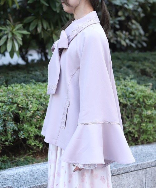 axes femme(アクシーズファム)の「レース使いベルスリーブコート(ダッフルコート・レディース・キナリ/ピンク/ブラック・FREE)」の5枚目の写真