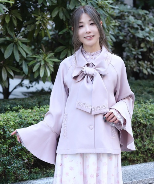 axes femme(アクシーズファム)の「レース使いベルスリーブコート(ダッフルコート・レディース・キナリ/ピンク/ブラック・FREE)」の7枚目の写真