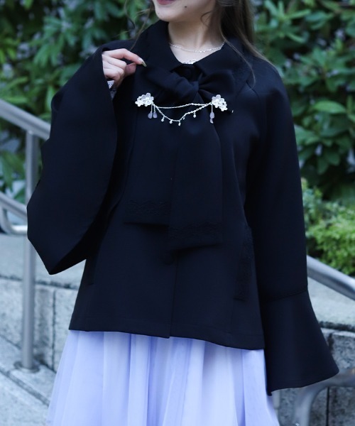 axes femme(アクシーズファム)の「レース使いベルスリーブコート(ダッフルコート・レディース・キナリ/ピンク/ブラック・FREE)」の15枚目の写真