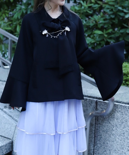 axes femme(アクシーズファム)の「レース使いベルスリーブコート(ダッフルコート・レディース・キナリ/ピンク/ブラック・FREE)」の14枚目の写真