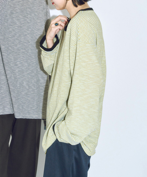 CITYSHOP（シティーショップ）の「[THE MOOD]スラブボーダーロングTシャツ（Tシャツ/カットソー・レディース・グリーン/ブラック・38/36）」の4枚目の写真