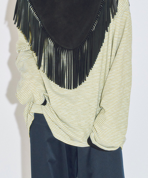 CITYSHOP（シティーショップ）の「[THE MOOD]スラブボーダーロングTシャツ（Tシャツ/カットソー・レディース・グリーン/ブラック・38/36）」の5枚目の写真