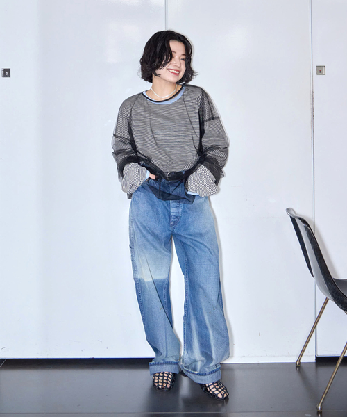 CITYSHOP（シティーショップ）の「[THE MOOD]スラブボーダーロングTシャツ（Tシャツ/カットソー・レディース・グリーン/ブラック・38/36）」の7枚目の写真