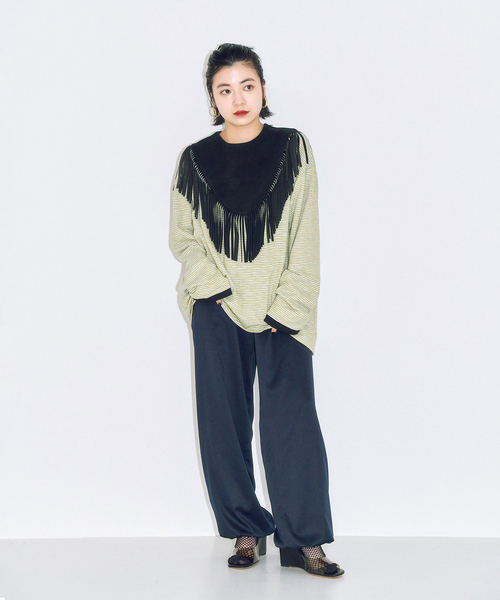 CITYSHOP（シティーショップ）の「[THE MOOD]スラブボーダーロングTシャツ（Tシャツ/カットソー・レディース・グリーン/ブラック・38/36）」の8枚目の写真