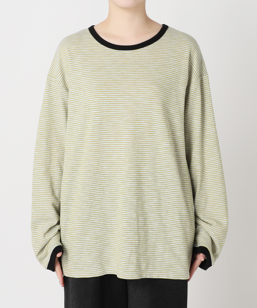 CITYSHOP（シティーショップ）の「[THE MOOD]スラブボーダーロングTシャツ（Tシャツ/カットソー・レディース・グリーン/ブラック・38/36）」の10枚目の写真