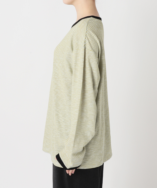 CITYSHOP（シティーショップ）の「[THE MOOD]スラブボーダーロングTシャツ（Tシャツ/カットソー・レディース・グリーン/ブラック・38/36）」の11枚目の写真