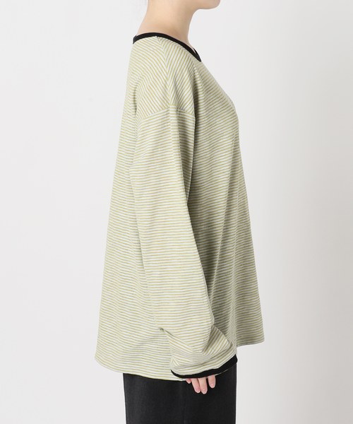 CITYSHOP（シティーショップ）の「[THE MOOD]スラブボーダーロングTシャツ（Tシャツ/カットソー・レディース・グリーン/ブラック・38/36）」の13枚目の写真