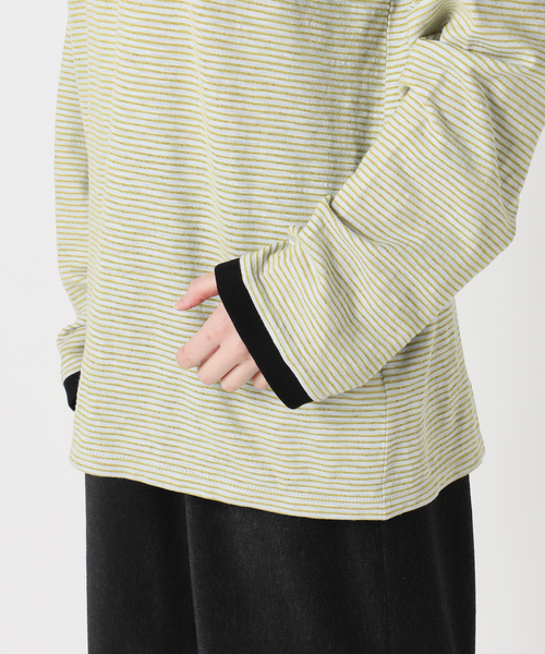 CITYSHOP（シティーショップ）の「[THE MOOD]スラブボーダーロングTシャツ（Tシャツ/カットソー・レディース・グリーン/ブラック・38/36）」の15枚目の写真