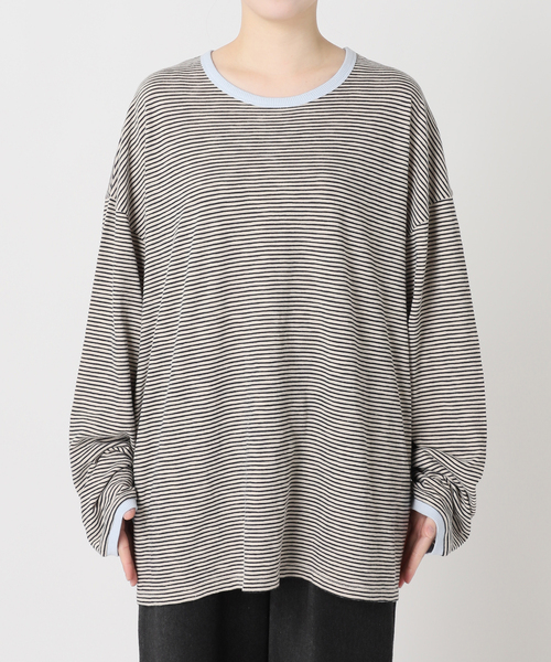 CITYSHOP（シティーショップ）の「[THE MOOD]スラブボーダーロングTシャツ（Tシャツ/カットソー・レディース・グリーン/ブラック・38/36）」の17枚目の写真