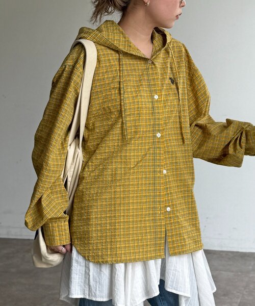 U.S. POLO ASSN.（ユーエスポロアッスン）の「【新素材/シアー】アソートフードシャツ（シャツ/ブラウス・レディース・イエロー/ブルー/ホワイト/ブラウン/ネイビー/グリーン/イエロー系その他/ブラウン系その他・FREE）」の14枚目の写真