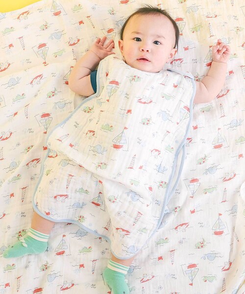 SLAP SLIP BABY（スラップスリップベビー）の「【お揃い】モチーフ総柄ガーゼスリーパーベビー（ベビーパジャマ/スリーパー・キッズ・ピンク系その他/ブルー系その他/ホワイト系その他・FREE）」の3枚目の写真