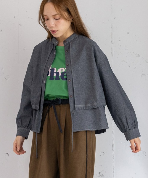 POU DOU DOU（プードゥドゥ）の「レイヤード風ブラウス（シャツ/ブラウス・レディース・ブラック/オフホワイト/ブルー系その他・3）」の15枚目の写真