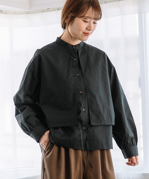 POU DOU DOU（プードゥドゥ）の「レイヤード風ブラウス（シャツ/ブラウス・レディース・ブラック/オフホワイト/ブルー系その他・3）」の4枚目の写真