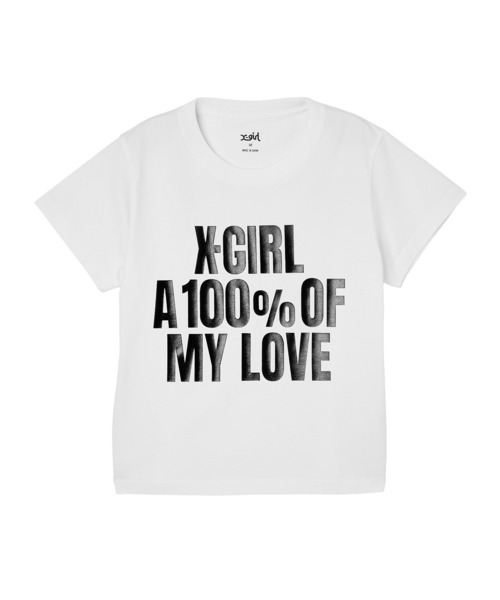 X-girl(エックスガール)の「HEAVY BLOCK LOGO S/S BABY TEE(Tシャツ/カットソー・レディース・ブラック/ホワイト/レッド・S/M)」の2枚目の写真