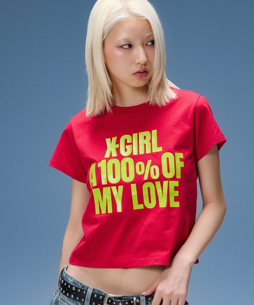 X-girl(エックスガール)の「HEAVY BLOCK LOGO S/S BABY TEE(Tシャツ/カットソー・レディース・ブラック/ホワイト/レッド・S/M)」の17枚目の写真