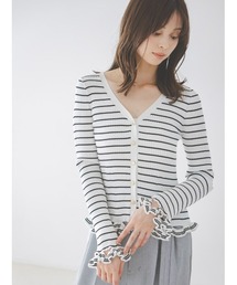 SNIDEL | ボーダーフリルカーディガン(カーディガン/ボレロ)