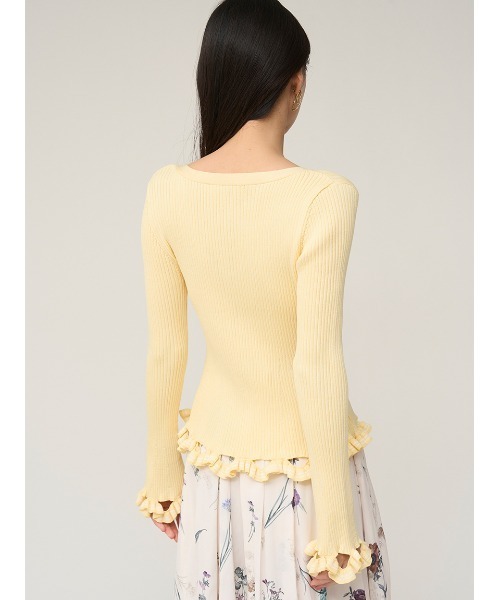 SNIDEL（スナイデル）の「ボーダーフリルカーディガン（カーディガン/ボレロ・レディース・その他/ネイビー/イエロー・F）」の6枚目の写真