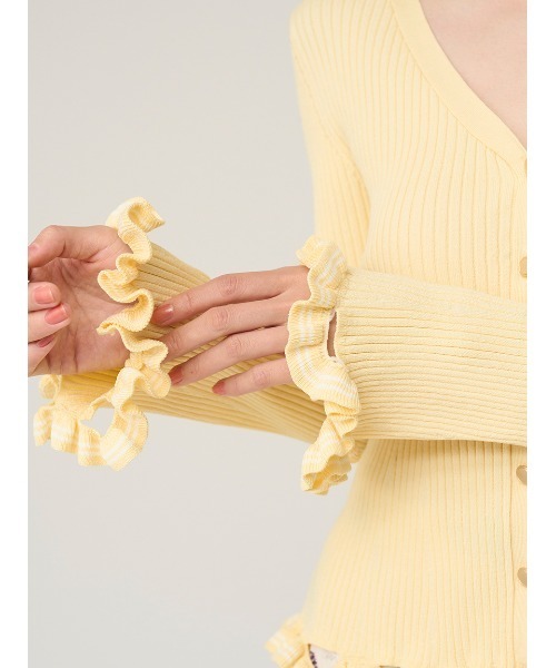 SNIDEL（スナイデル）の「ボーダーフリルカーディガン（カーディガン/ボレロ・レディース・その他/ネイビー/イエロー・F）」の10枚目の写真