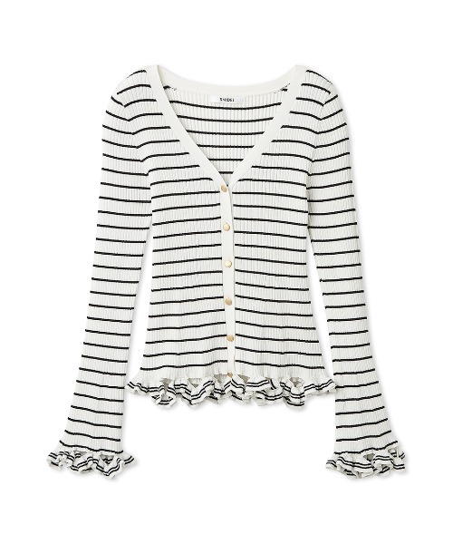 SNIDEL（スナイデル）の「ボーダーフリルカーディガン（カーディガン/ボレロ・レディース・その他/ネイビー/イエロー・F）」の13枚目の写真