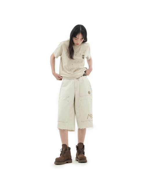 DEFGARMENTS（デフグラメンツ）の「FINGERPRINT DAMAGED T-SHIRTS [BEIGE]（Tシャツ/カットソー・レディース・その他・SMALL/MEDIUM/LARGE）」の3枚目の写真