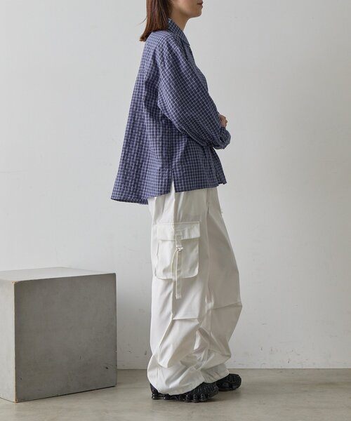 goocy（グーシー）の「長袖チェックビッグシャツ（シャツ/ブラウス・レディース・ブルー/オレンジ・FREE）」の7枚目の写真