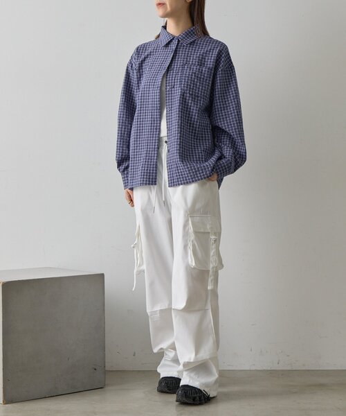 goocy（グーシー）の「長袖チェックビッグシャツ（シャツ/ブラウス・レディース・ブルー/オレンジ・FREE）」の8枚目の写真