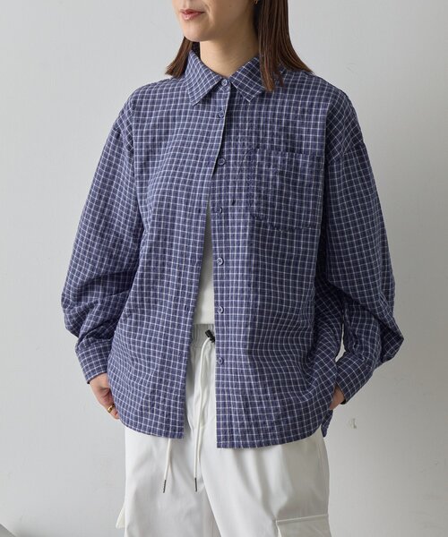 goocy（グーシー）の「長袖チェックビッグシャツ（シャツ/ブラウス・レディース・ブルー/オレンジ・FREE）」の9枚目の写真