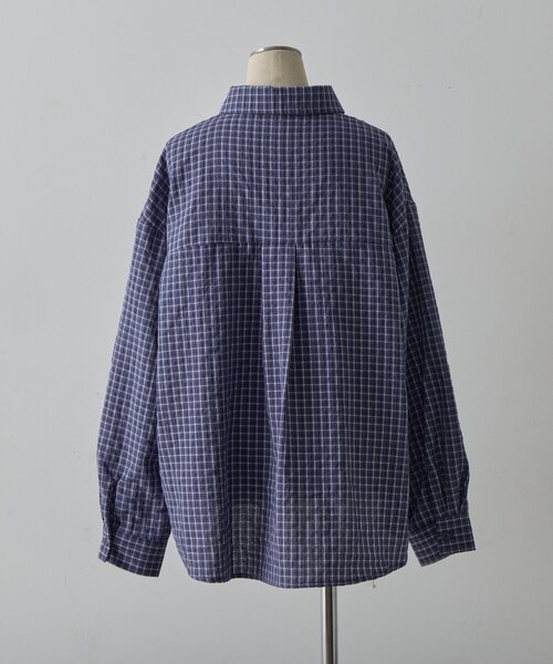 goocy（グーシー）の「長袖チェックビッグシャツ（シャツ/ブラウス・レディース・ブルー/オレンジ・FREE）」の11枚目の写真