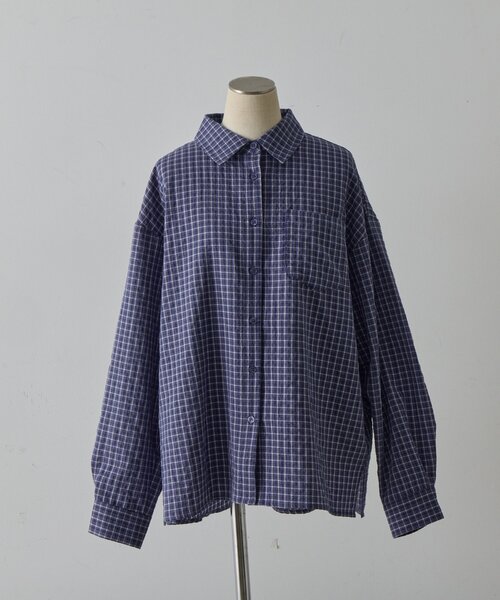 goocy（グーシー）の「長袖チェックビッグシャツ（シャツ/ブラウス・レディース・ブルー/オレンジ・FREE）」の16枚目の写真