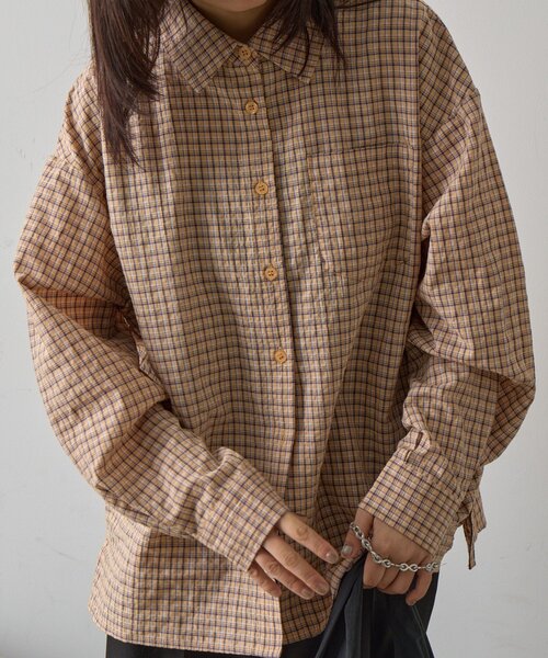 goocy（グーシー）の「長袖チェックビッグシャツ（シャツ/ブラウス・レディース・ブルー/オレンジ・FREE）」の19枚目の写真