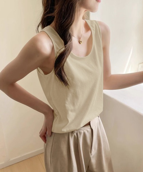 Miniministore(ミニミニストア)の「無地タンクトップレディース重ね着インナー(タンクトップ・レディース・ライトイエロー/ブラック/ピンク/ホワイト/ベージュ・FREE)」の14枚目の写真