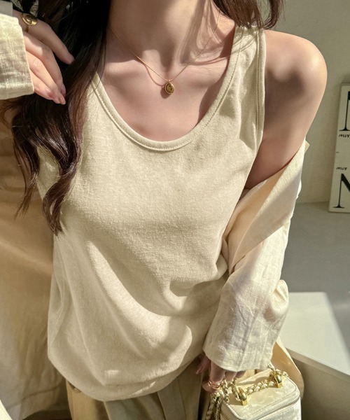 Miniministore(ミニミニストア)の「無地タンクトップレディース重ね着インナー(タンクトップ・レディース・ライトイエロー/ブラック/ピンク/ホワイト/ベージュ・FREE)」の15枚目の写真