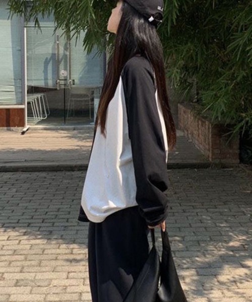 Flugge(フラッジー)の「ラグランロングスリーブT(Tシャツ/カットソー・レディース・ブラック×ホワイト・LARGE/MEDIUM)」の4枚目の写真