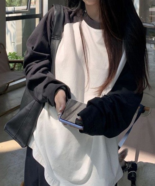 Flugge(フラッジー)の「ラグランロングスリーブT(Tシャツ/カットソー・レディース・ブラック×ホワイト・LARGE/MEDIUM)」の5枚目の写真