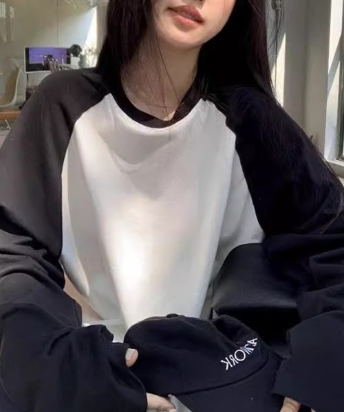 Flugge(フラッジー)の「ラグランロングスリーブT(Tシャツ/カットソー・レディース・ブラック×ホワイト・LARGE/MEDIUM)」の3枚目の写真