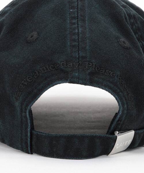 GANNI（ガニー）の「GANNI/ガニー Washed Cotton Canvas Cap / A6900 / ベースボール ロゴ キャップ（キャップ・レディース・ブラック・ONE SIZE）」の6枚目の写真