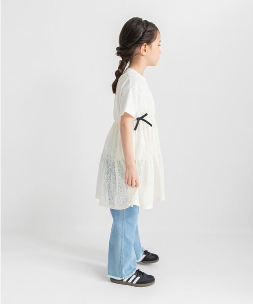 BRANSHES(ブランシェス)の「半袖Tシャツ×レースロングジレセット(Tシャツ/カットソー・キッズ・アイボリー/ブラック・100/90/120/150/110/140/130)」の6枚目の写真