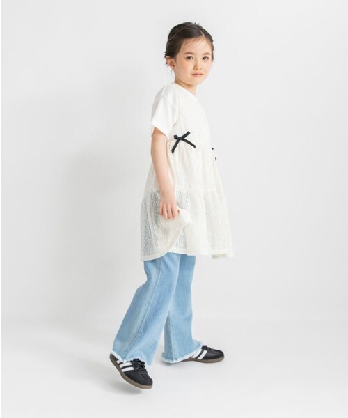 BRANSHES(ブランシェス)の「半袖Tシャツ×レースロングジレセット(Tシャツ/カットソー・キッズ・アイボリー/ブラック・100/90/120/150/110/140/130)」の7枚目の写真