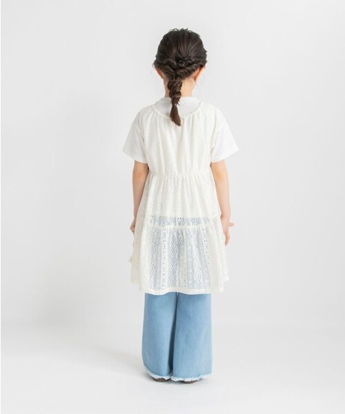 BRANSHES(ブランシェス)の「半袖Tシャツ×レースロングジレセット(Tシャツ/カットソー・キッズ・アイボリー/ブラック・100/90/120/150/110/140/130)」の8枚目の写真