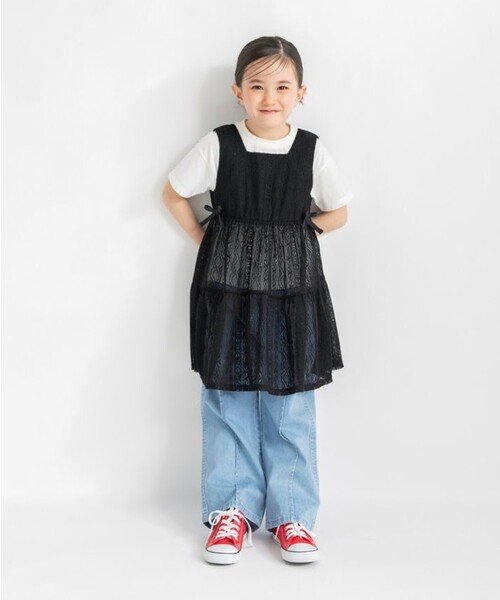 BRANSHES(ブランシェス)の「半袖Tシャツ×レースロングジレセット(Tシャツ/カットソー・キッズ・アイボリー/ブラック・100/90/120/150/110/140/130)」の10枚目の写真