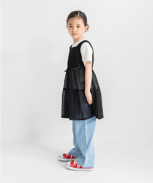 BRANSHES(ブランシェス)の「半袖Tシャツ×レースロングジレセット(Tシャツ/カットソー・キッズ・アイボリー/ブラック・100/90/120/150/110/140/130)」の13枚目の写真