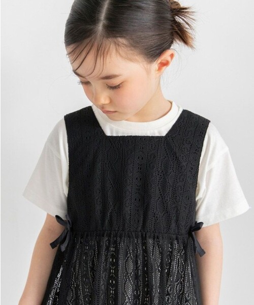 BRANSHES(ブランシェス)の「半袖Tシャツ×レースロングジレセット(Tシャツ/カットソー・キッズ・アイボリー/ブラック・100/90/120/150/110/140/130)」の14枚目の写真