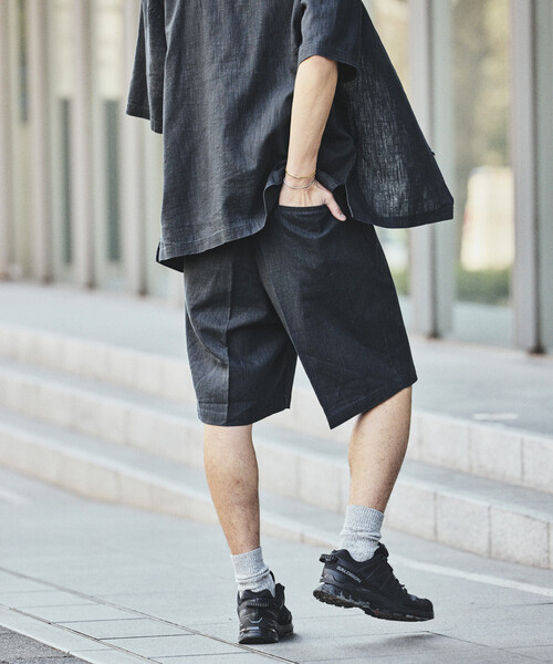 FREAK'S STORE(フリークスストア)の「LINEN COTTON EASY SHORT PANTS/リネンコットン 2タック イージースラックスショーツ【セットアップ対応】(その他パンツ・メンズ・ホワイト/ブラウン/ダークブラウン/ベージュ/チャコールグレー/ブラック・MEDIUM/LARGE)」の10枚目の写真