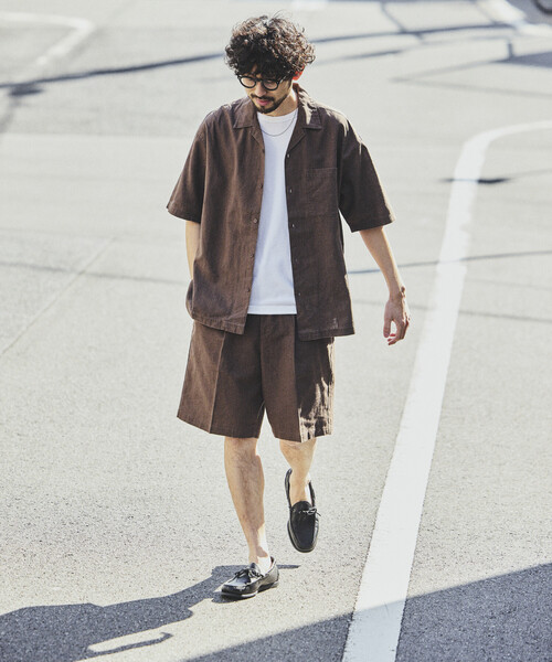 FREAK'S STORE(フリークスストア)の「LINEN COTTON EASY SHORT PANTS/リネンコットン 2タック イージースラックスショーツ【セットアップ対応】(その他パンツ・メンズ・ホワイト/ブラウン/ダークブラウン/ベージュ/チャコールグレー/ブラック・MEDIUM/LARGE)」の11枚目の写真