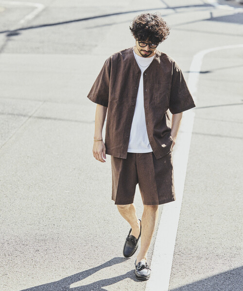 FREAK'S STORE(フリークスストア)の「LINEN COTTON EASY SHORT PANTS/リネンコットン 2タック イージースラックスショーツ【セットアップ対応】(その他パンツ・メンズ・ホワイト/ブラウン/ダークブラウン/ベージュ/チャコールグレー/ブラック・MEDIUM/LARGE)」の14枚目の写真