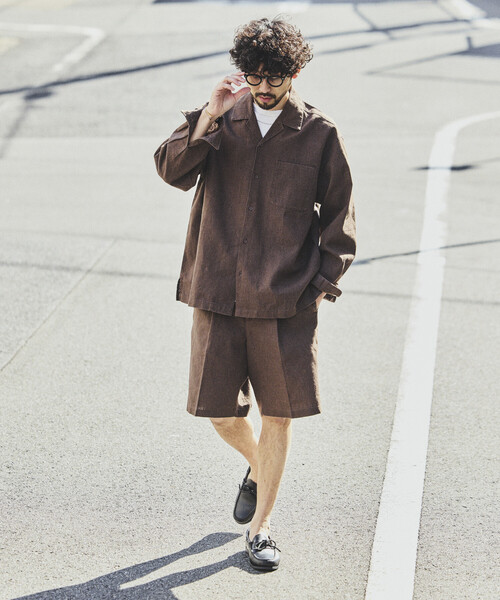 FREAK'S STORE(フリークスストア)の「LINEN COTTON EASY SHORT PANTS/リネンコットン 2タック イージースラックスショーツ【セットアップ対応】(その他パンツ・メンズ・ホワイト/ブラウン/ダークブラウン/ベージュ/チャコールグレー/ブラック・MEDIUM/LARGE)」の16枚目の写真