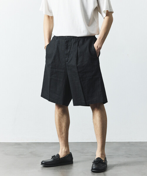 セール】LINEN COTTON EASY SHORT PANTS/リネンコットン 2タック