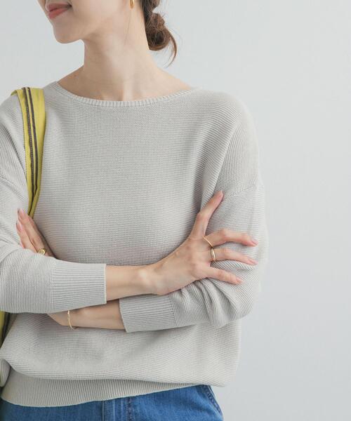 URBAN RESEARCH DOORS(アーバンリサーチドアーズ)の「コットンボートネックガーターKNIT(ニット/セーター・レディース・オフホワイト/ライトグレー/ミント・FREE)」の2枚目の写真