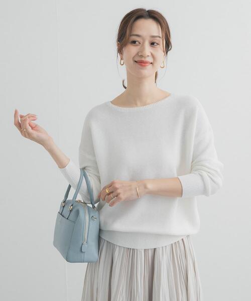 セール】コットンボートネックガーターKNIT｜春服/春ニット/大人
